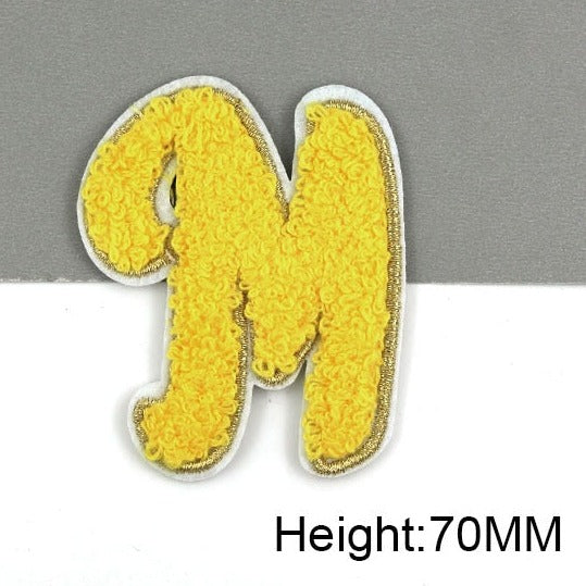 Cute Yellow Chenille 'Letter M' Embroidered Patch