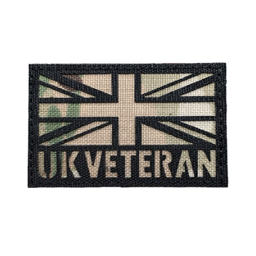 Military Tactical 'UK Veteran | Flag | Reflective' Embroidered Velcro Patch