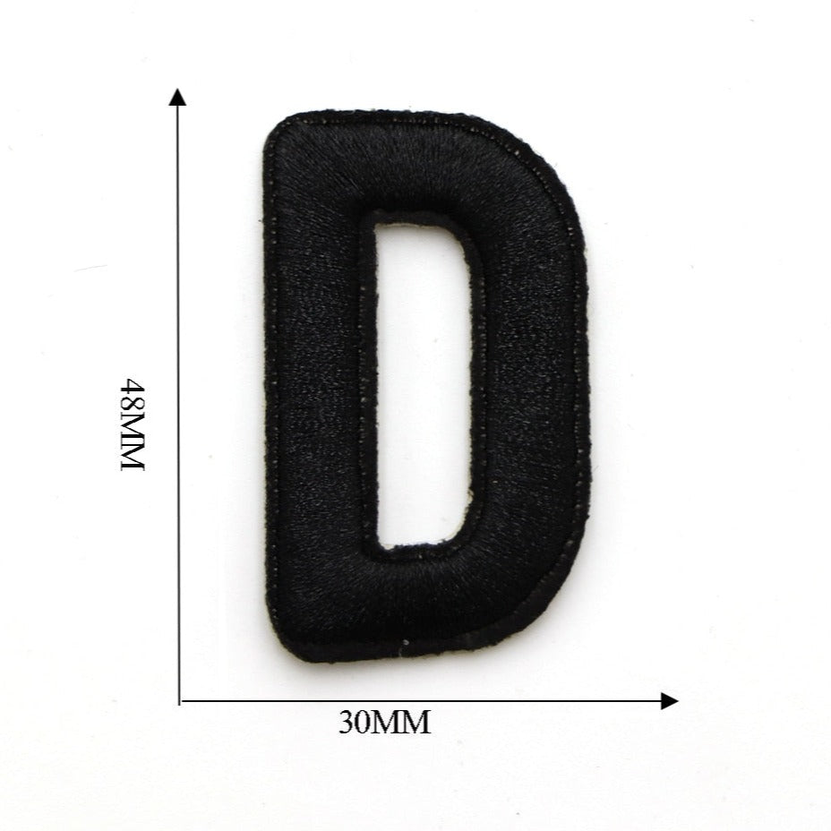 Letter D 'Black' Embroidered Patch
