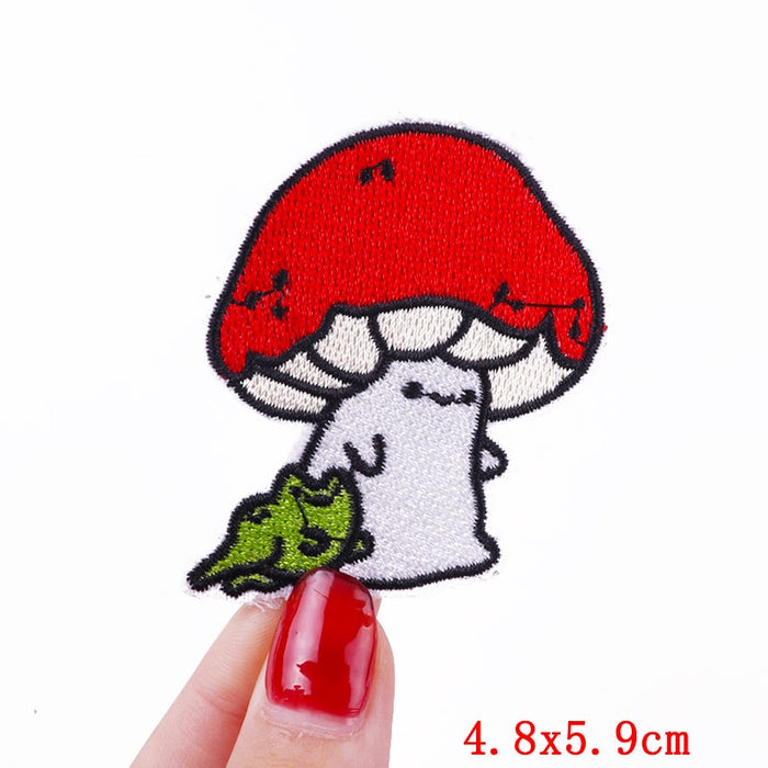 Cute 'Mushroom And Frog | Buddies' Embroidered Patch