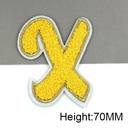 Cute Yellow Chenille 'Letter X' Embroidered Patch