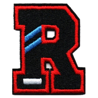 Letter R 'Blue Stripes' Embroidered Velcro Patch