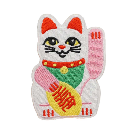 Cute 'Lucky Cat | Waving' Embroidered Patch