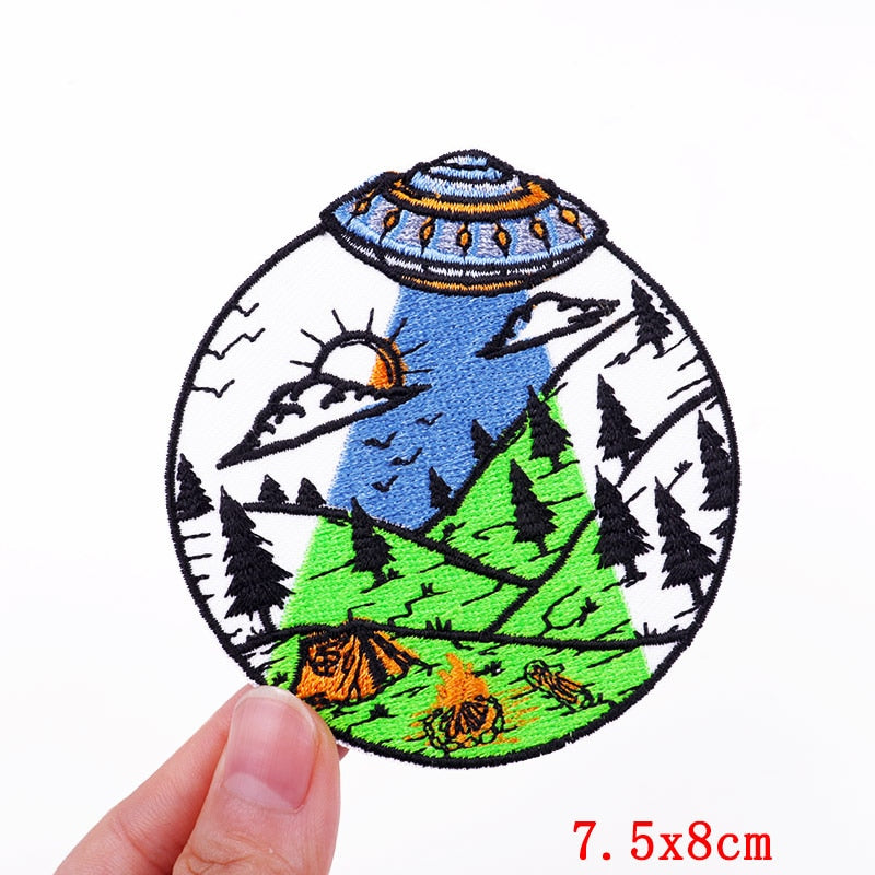 Spaceship 'Camping | Forest' Embroidered Patch