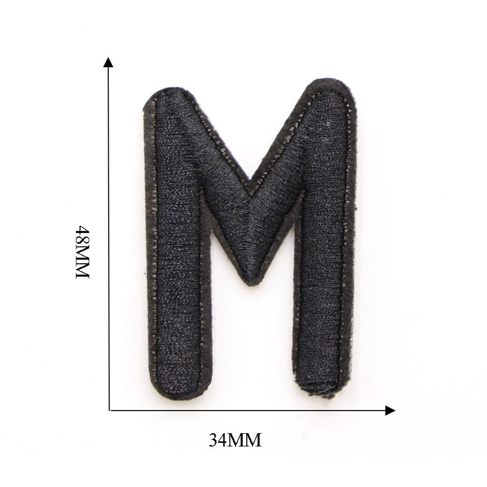 Letter M 'Black' Embroidered Patch