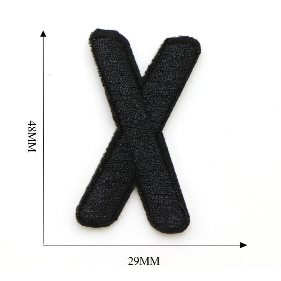 Letter X 'Black' Embroidered Patch