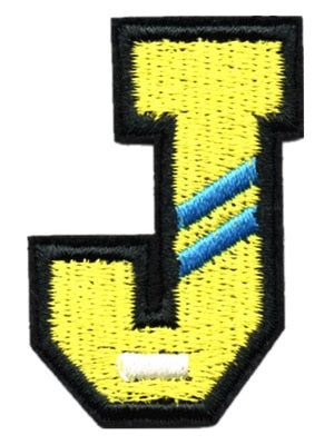 Letter J 'Blue Stripes' Embroidered Velcro Patch