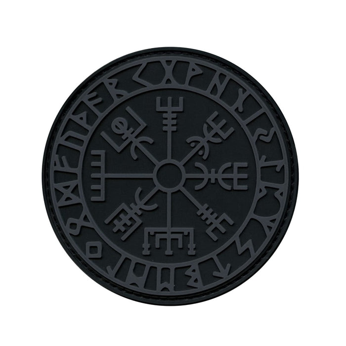Viking 'Vegvisir & Runic Symbol | Black Gray' PVC Rubber Velcro Patch