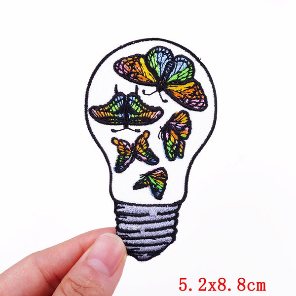 Cute 'Butterflies In A Light Bulb' Embroidered Patch