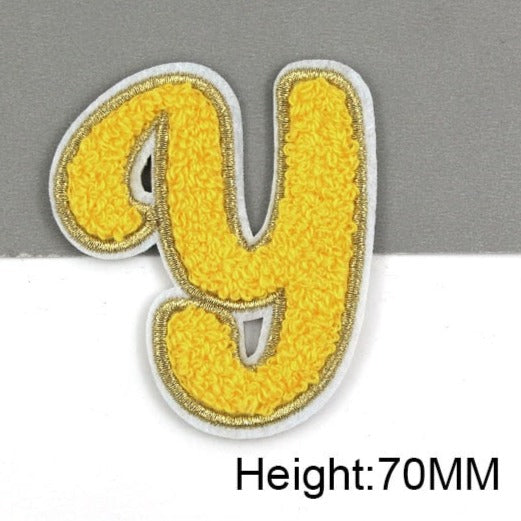 Cute Yellow Chenille 'Letter Y' Embroidered Patch