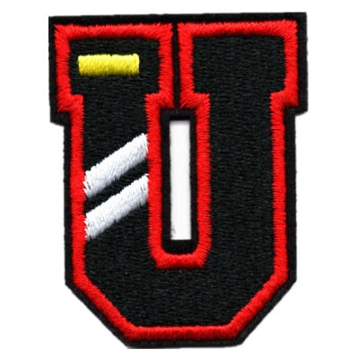 Letter U 'White Stripes' Embroidered Velcro Patch