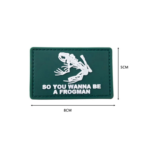 Skeleton Frog 'So You Wanna Be A Frogman' PVC Rubber Velcro Patch