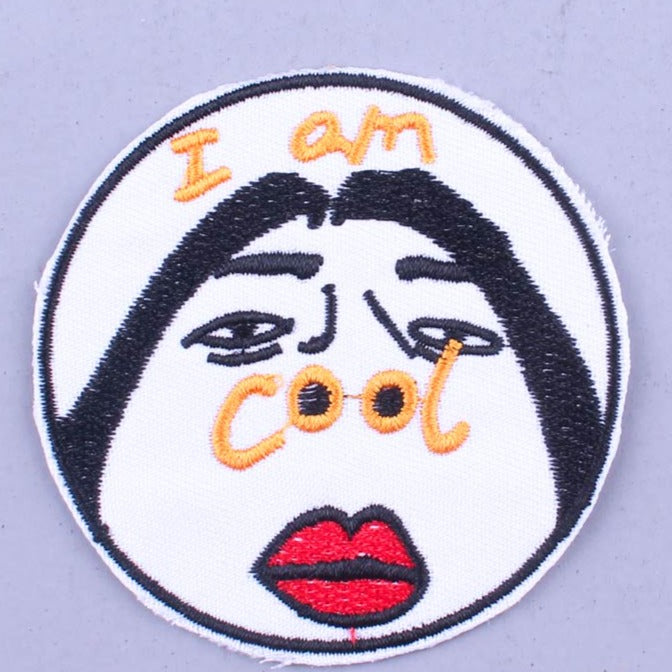 Cute 'I Am Cool | Face' Embroidered Patch
