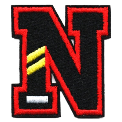 Letter N 'Yellow Stripes' Embroidered Velcro Patch