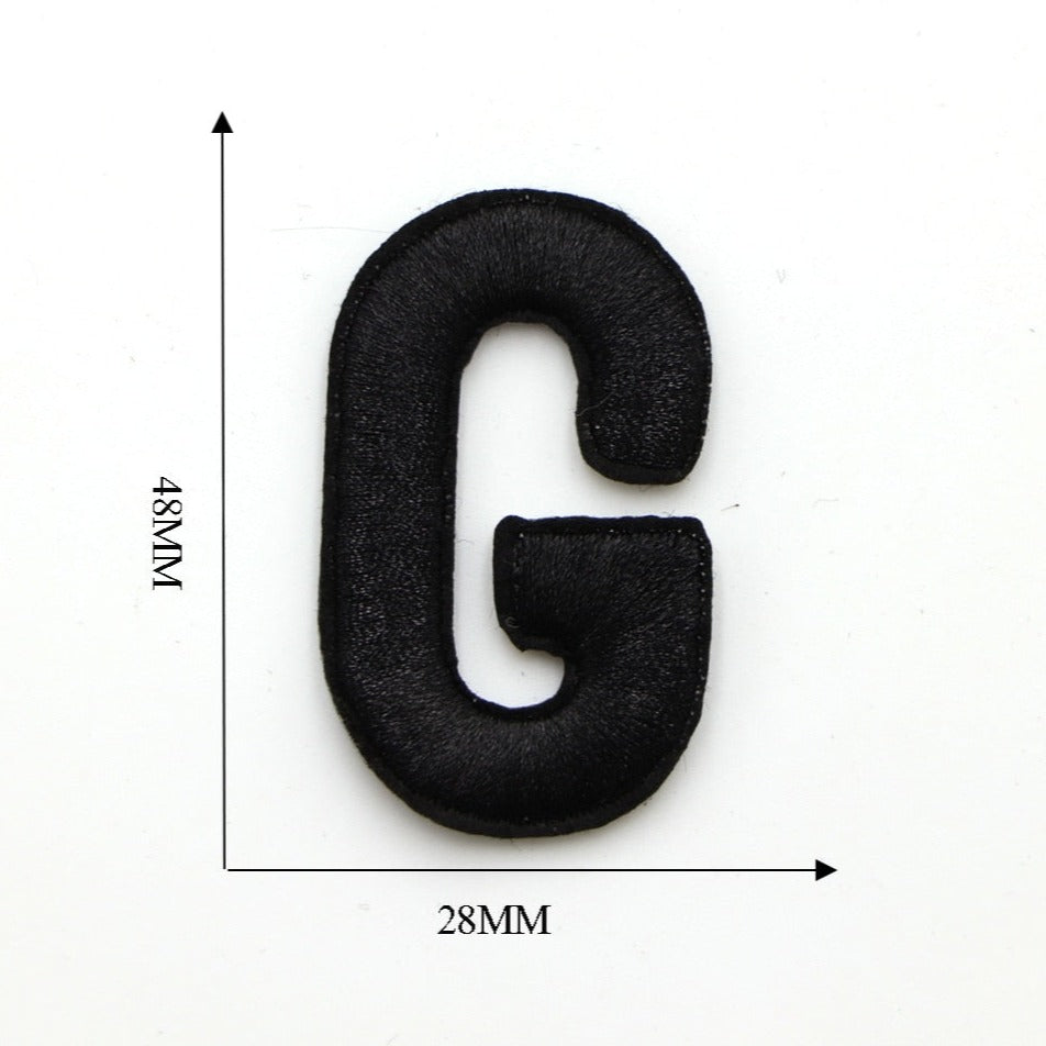 Letter G 'Black' Embroidered Patch
