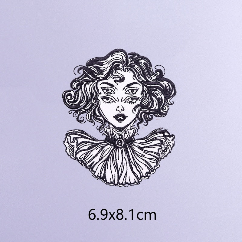 Cool 'Gothic Girl | Four Eyes' Embroidered Patch