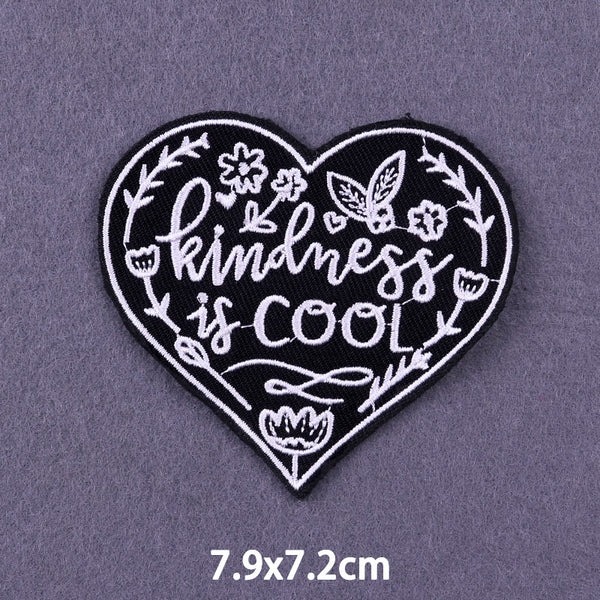 Heart Shaped 'Kindness Is Cool' Embroidered Patch