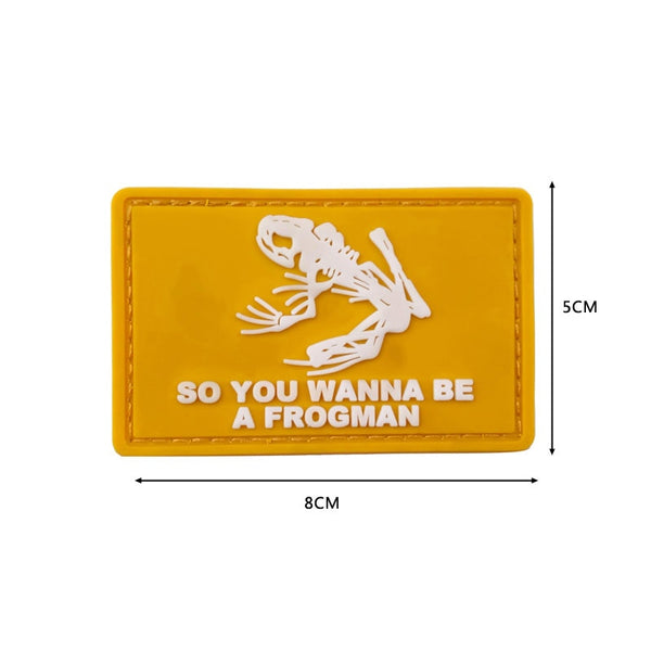 Skeleton Frog 'So You Wanna Be A Frogman' PVC Rubber Velcro Patch