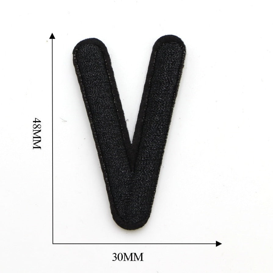 Letter V 'Black' Embroidered Patch