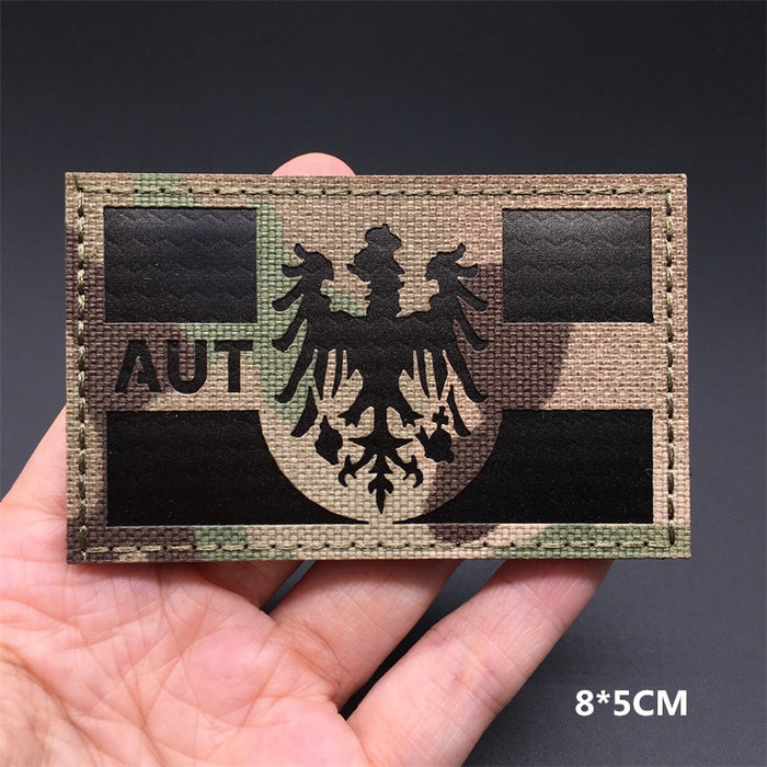 Military Tactical 'AUT | Austria Flag | Reflective' Embroidered Velcro Patch