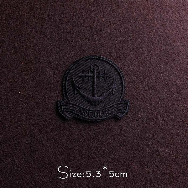 Military Tactical 'Anchor | Black' Embroidered Patch