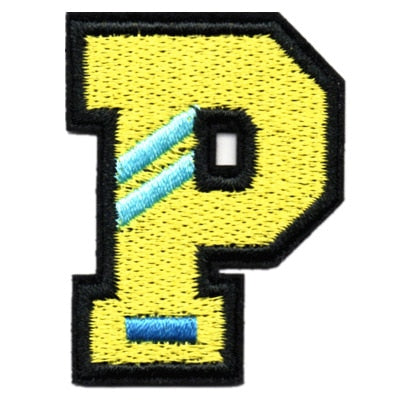 Letter P 'Light Blue Stripes' Embroidered Velcro Patch