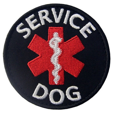 Service Dog 'Star Of Life Logo' Embroidered Velcro Patch