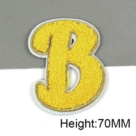 Cute Yellow Chenille 'Letter B' Embroidered Patch