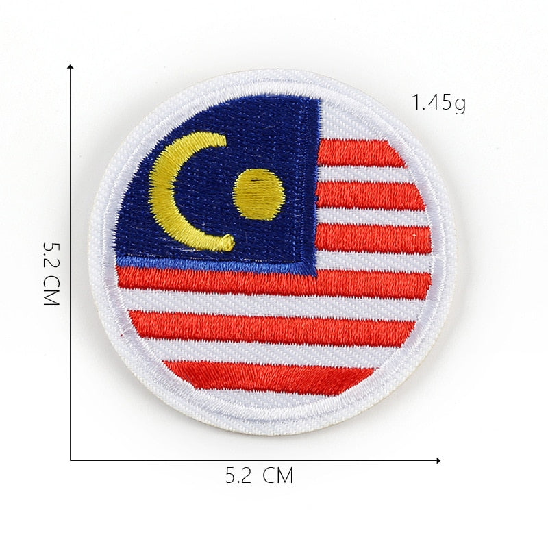 Small Round Flag 'Malaysia' Embroidered Patch