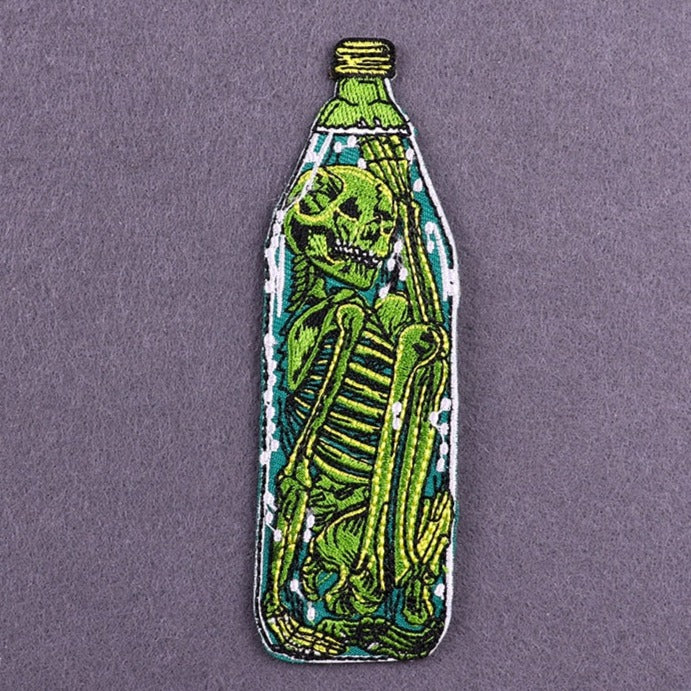 Skull 'Skeleton In A Bottle' Embroidered Patch