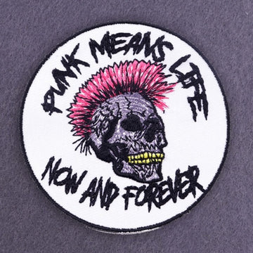 Skull 'Punk Means Life | Now And Forever' Embroidered Patch