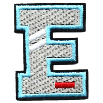 Letter E 'White Stripes' Embroidered Velcro Patch