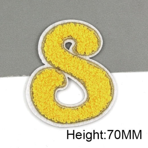 Cute Yellow Chenille 'Letter S' Embroidered Patch