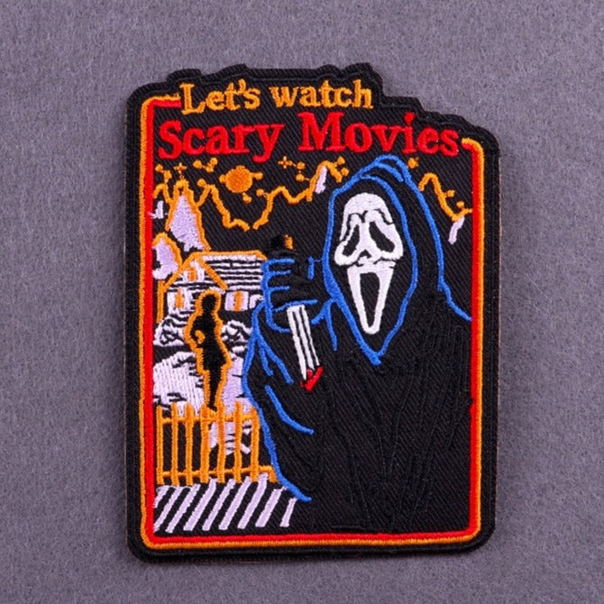 Horror 'Let's Watch Scary Movies' Embroidered Patch