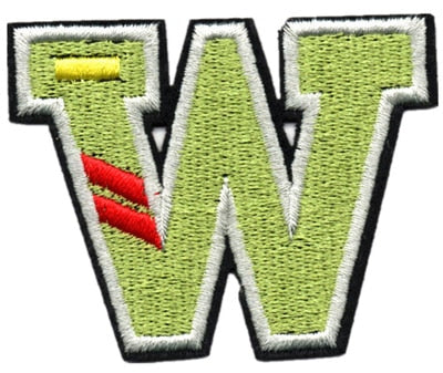 Letter W 'Red Stripes' Embroidered Velcro Patch