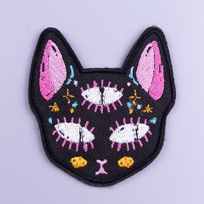 Cool 'Three Eyed Cat | Face' Embroidered Patch