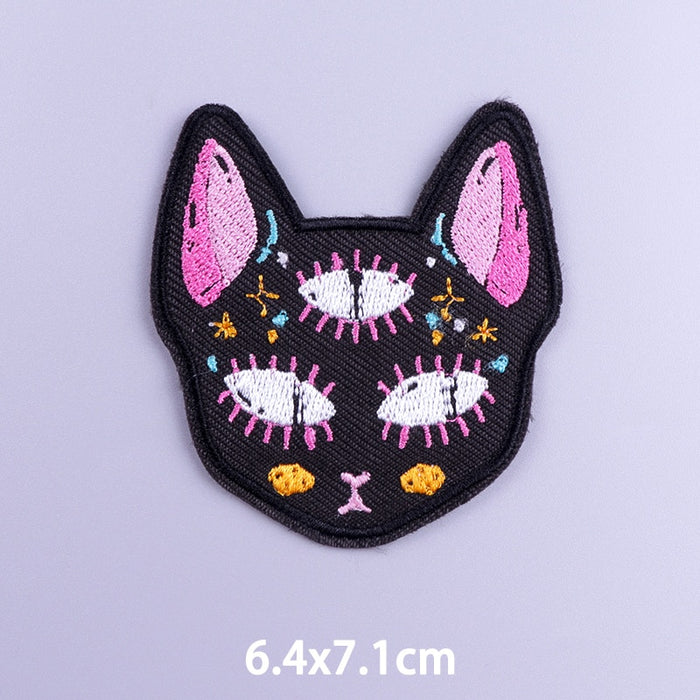 Cool 'Three Eyed Cat | Face' Embroidered Patch