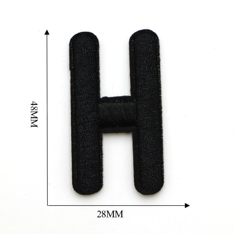 Letter H 'Black' Embroidered Patch