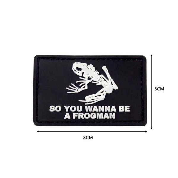 Skeleton Frog 'So You Wanna Be A Frogman' PVC Rubber Velcro Patch