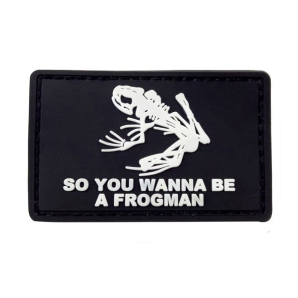 Skeleton Frog 'So You Wanna Be A Frogman' PVC Rubber Velcro Patch