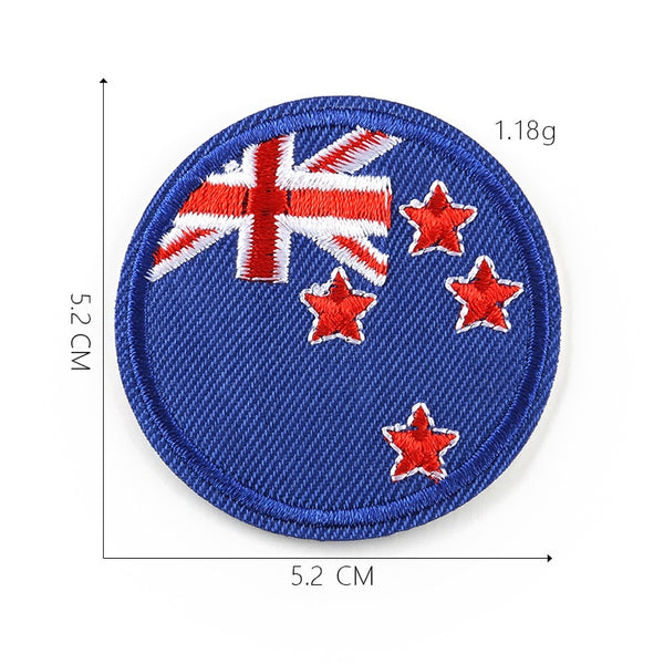 Small Round Flag 'New Zealand' Embroidered Patch