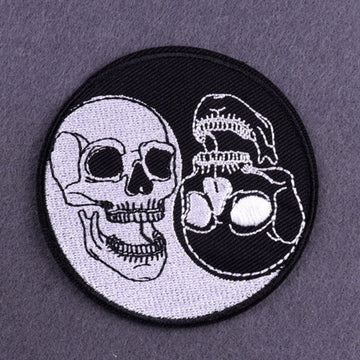 Skull 'Yin Yang | Black And White' Embroidered Patch