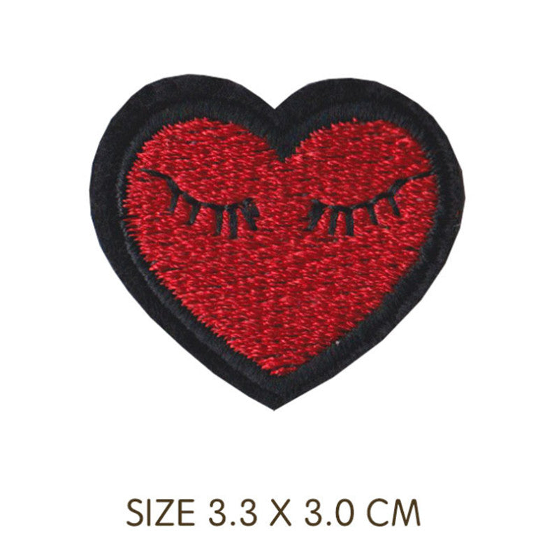 Cute 'Heart With Eyelashes' Embroidered Patch