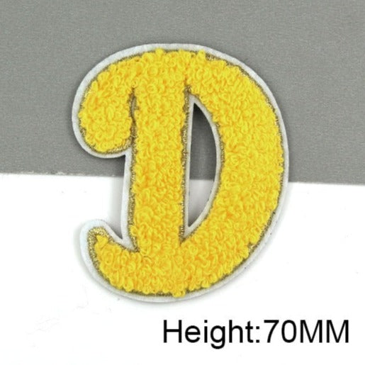 Cute Yellow Chenille 'Letter D' Embroidered Patch