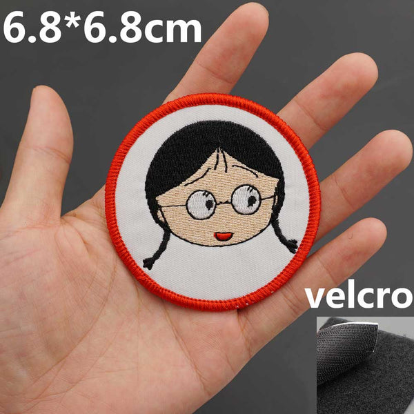 Chibi Maruko-chan 'Tamae Honami | Head | Round' Embroidered Velcro Patch