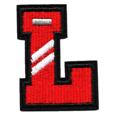Letter L 'White Stripes' Embroidered Velcro Patch