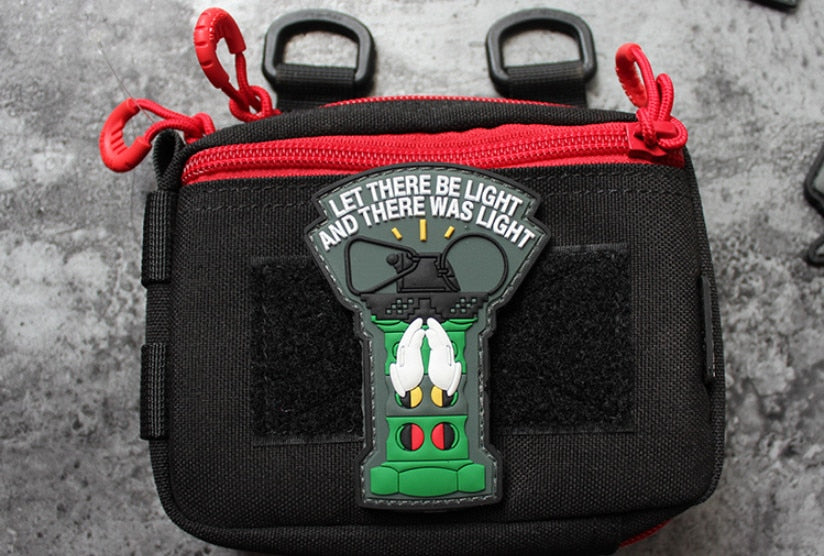 Flashlight 'Let There Be Light And There Was Light' PVC Rubber Velcro Patch