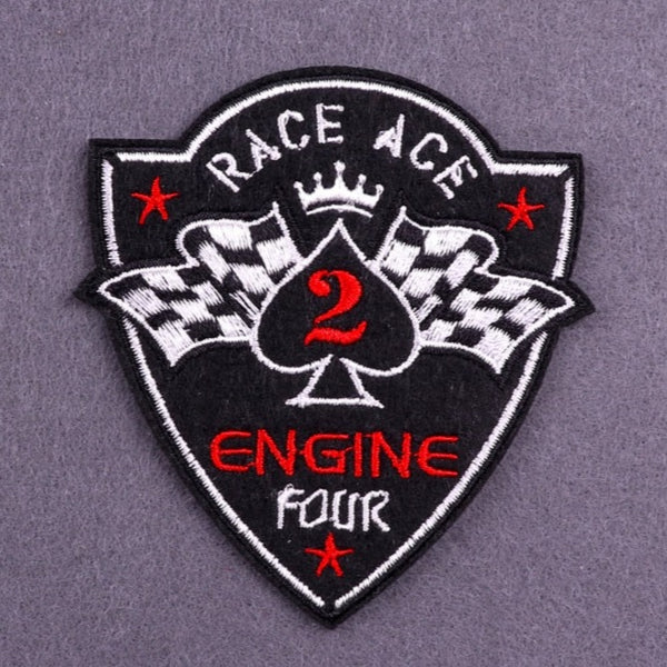 Racing Flags 'Race Ace 2 Engine Four' Embroidered Patch