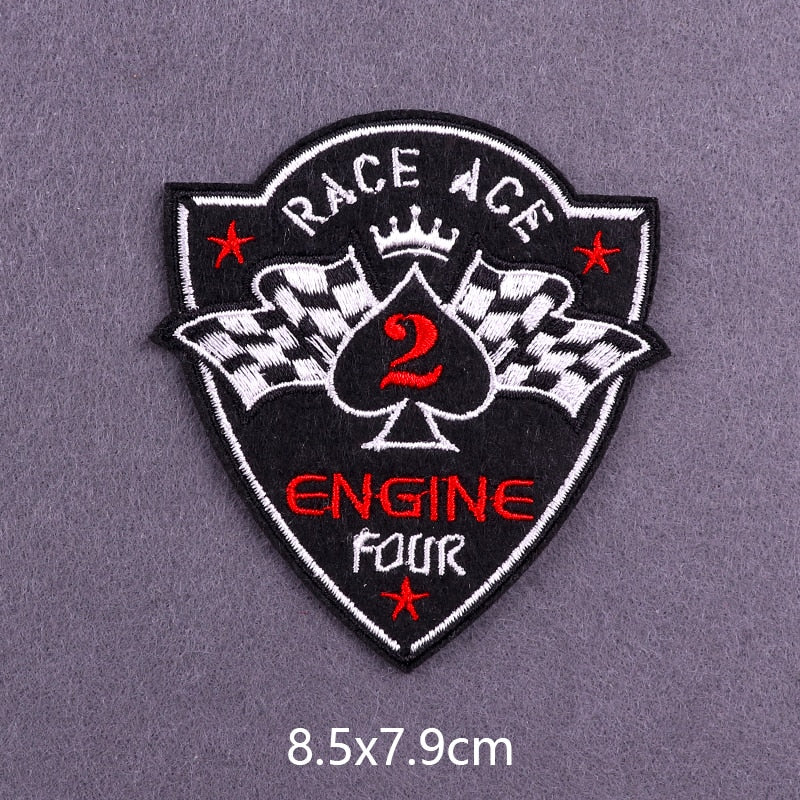 Racing Flags 'Race Ace 2 Engine Four' Embroidered Patch