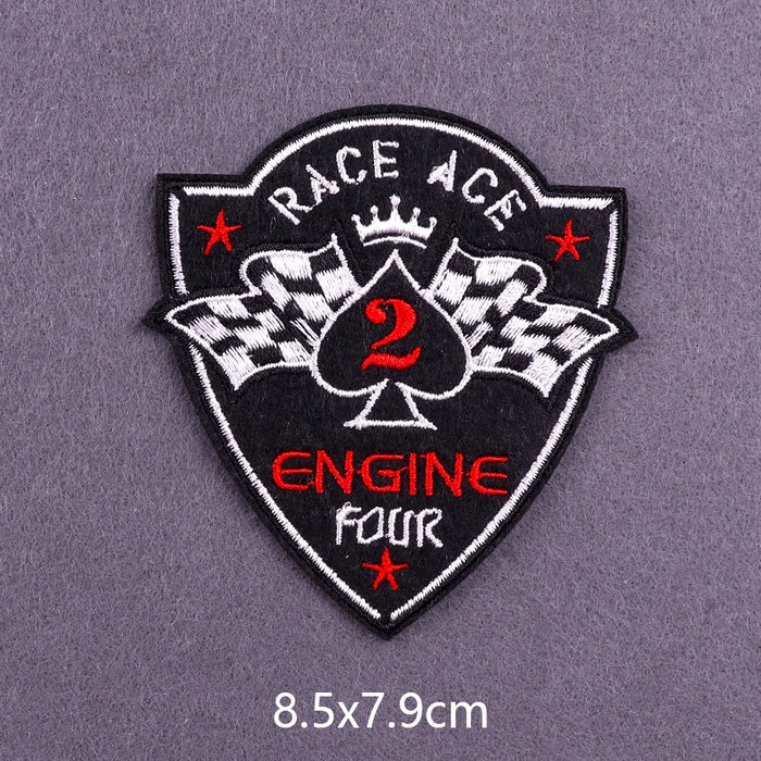 Racing Flags 'Race Ace 2 Engine Four' Embroidered Patch